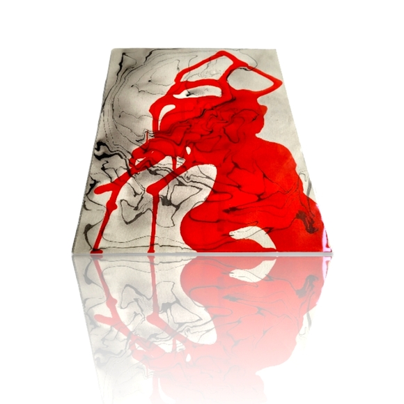 Original Mixed Media Suminagashi Abstract Watercolor Painting "Tusk" 11x14 - Picture 2 of 6